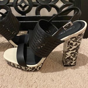 Calvin Klein open toe, heeled sandals. Size 8.5